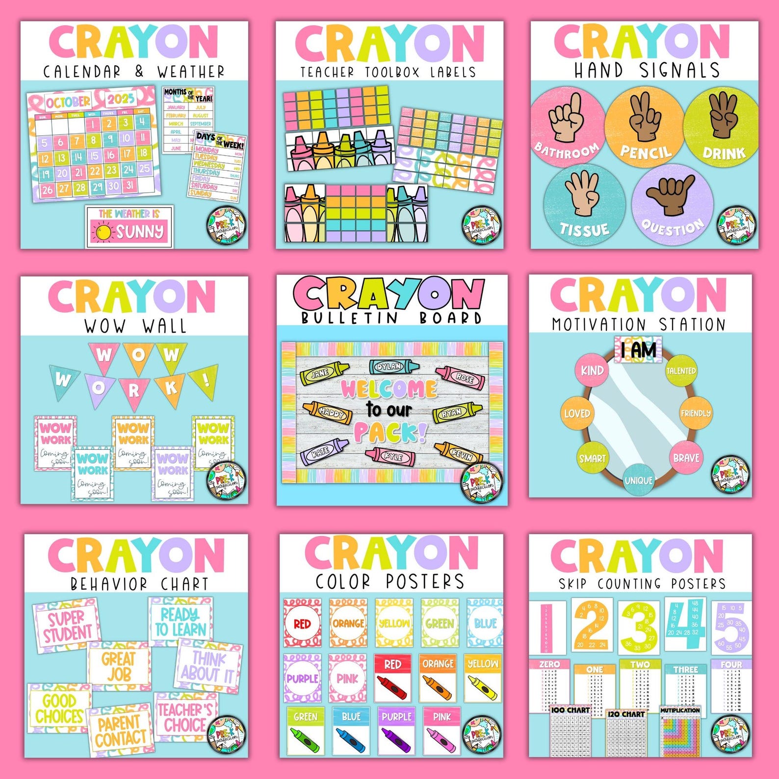 Crayon Classroom Decor Bundle: Bright Posters (digital Download) - Etsy