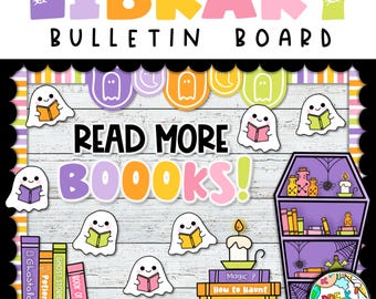 Kit de tablón de anuncios de Halloween para la biblioteca: Fantasmas, libros y pociones (descarga digital)