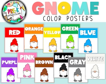 Gnome Classroom Decor | Gnome Color Posters | Polka Dot Classroom Decor
