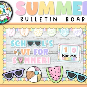 School&#39;s Out For Summer Bulletin Board | Summer Decor | End of year Bulletin board! | Countdown to Summer