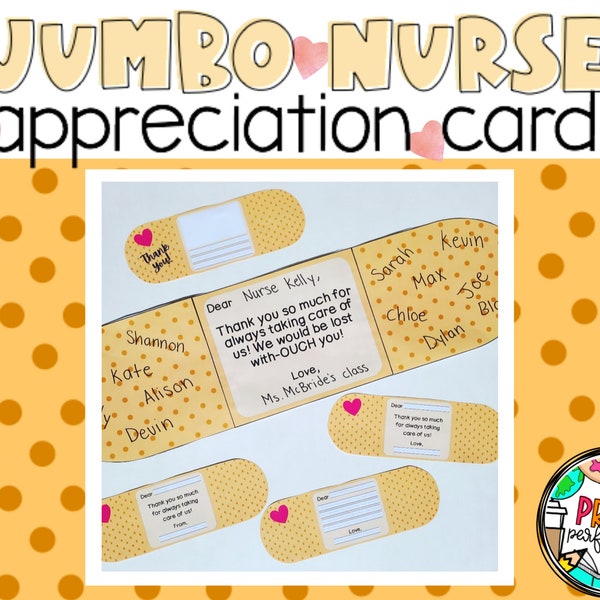 Jumbo Nurse Appreciation Card | Band-Aid Card | School Nurse Card | Printable Digital Product