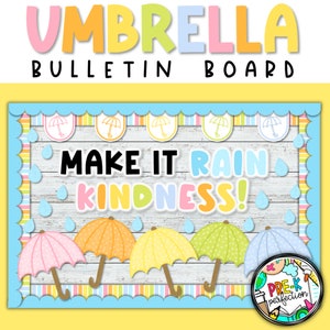 Spring Showers Bulletin Board Kit: Umbrellas & Raindrops (Digital Download)