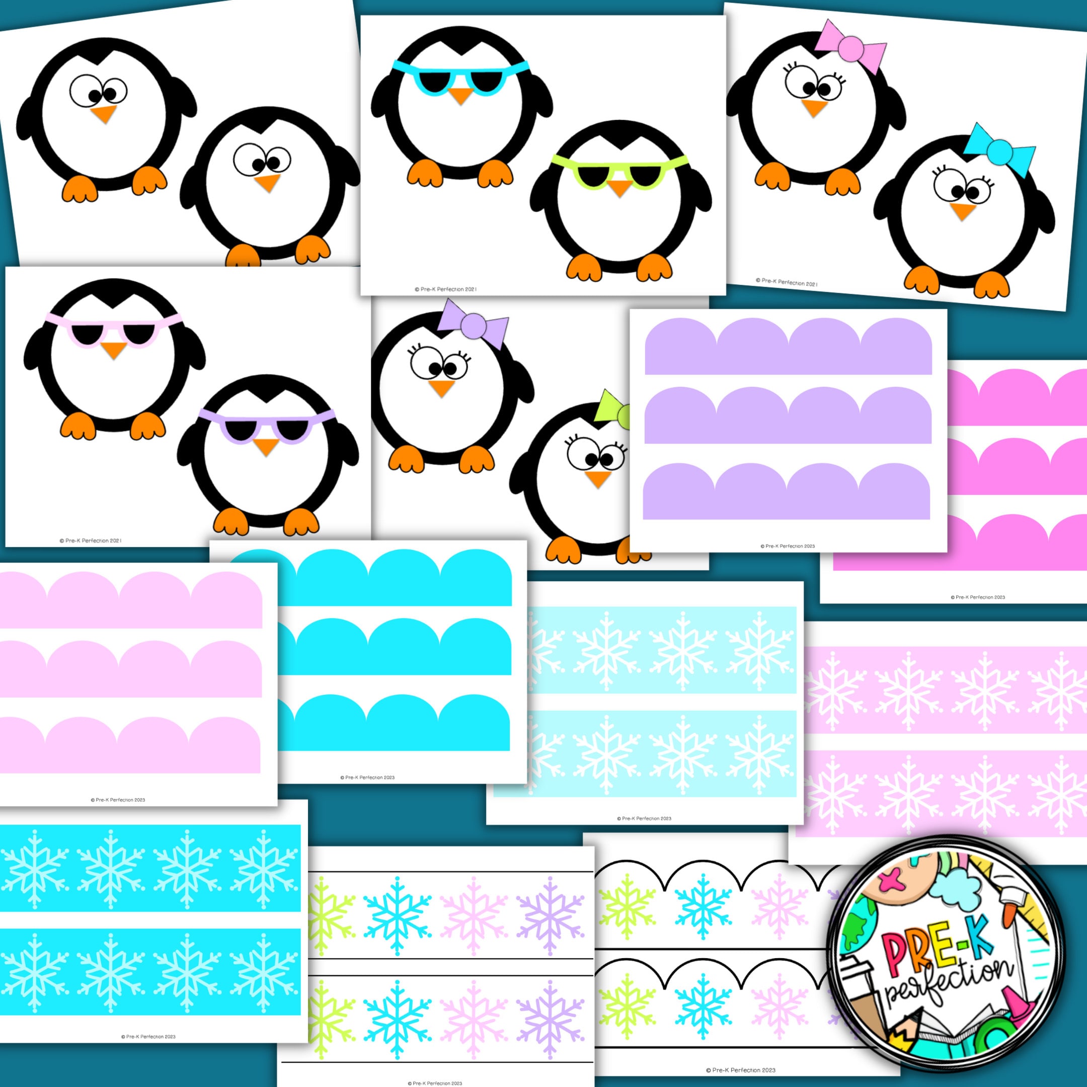 ZOIIWA Winter-Pinnwand Dekoration Set – 47 Teile Mit Pinguin & Schneeflocken, Inkl. Klebepunkte, Für Klassenzimmer & Zuhause