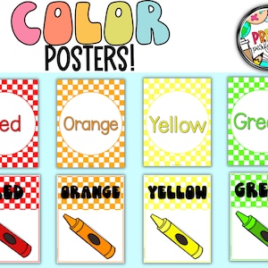 Check Pattern Color Posters | Digital Download | 90&#39;s Inspired Classroom Decor