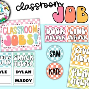Y2K Checkered Chick CLASSROOM JOBS | Groovy decor | Classroom Job Display