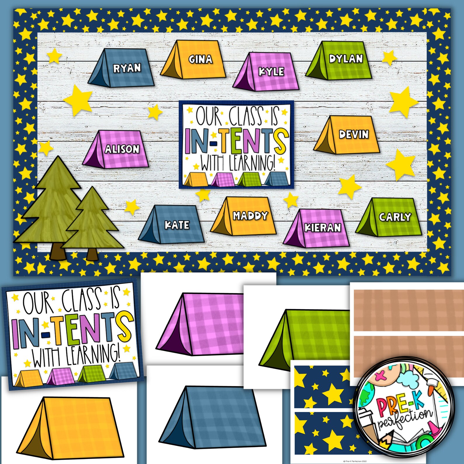 Flannel Tents Bulletin Board Camping Board Digital Etsy