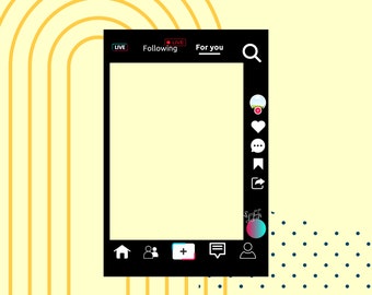 tik tok photo booth frame, tiktok prop, Photo booth prop, party photo booth prop, canva, editable, social media frame, instant download