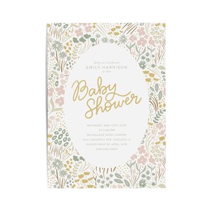 Marguerite Baby Shower Invitation | Lemon | Baby in Bloom, Spring Floral Baby Shower Invite, Wildflower Baby Shower, Editable invite BBS-001