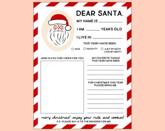 Letter to Santa printable | Letter to Santa template PDF | Letter to Santa coloring page | kids letter to Santa | Letter to Santa download