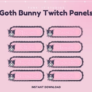 Goth bunny panels | Twitch Panels, Twitch Overlay, Kawaii Overlay, Cute