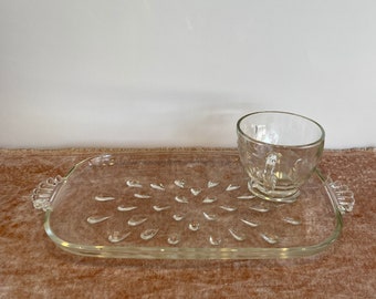 Hazel Atlas Watermelon/Strawberry/Raindrop Glass Cup & Snack Plate Set