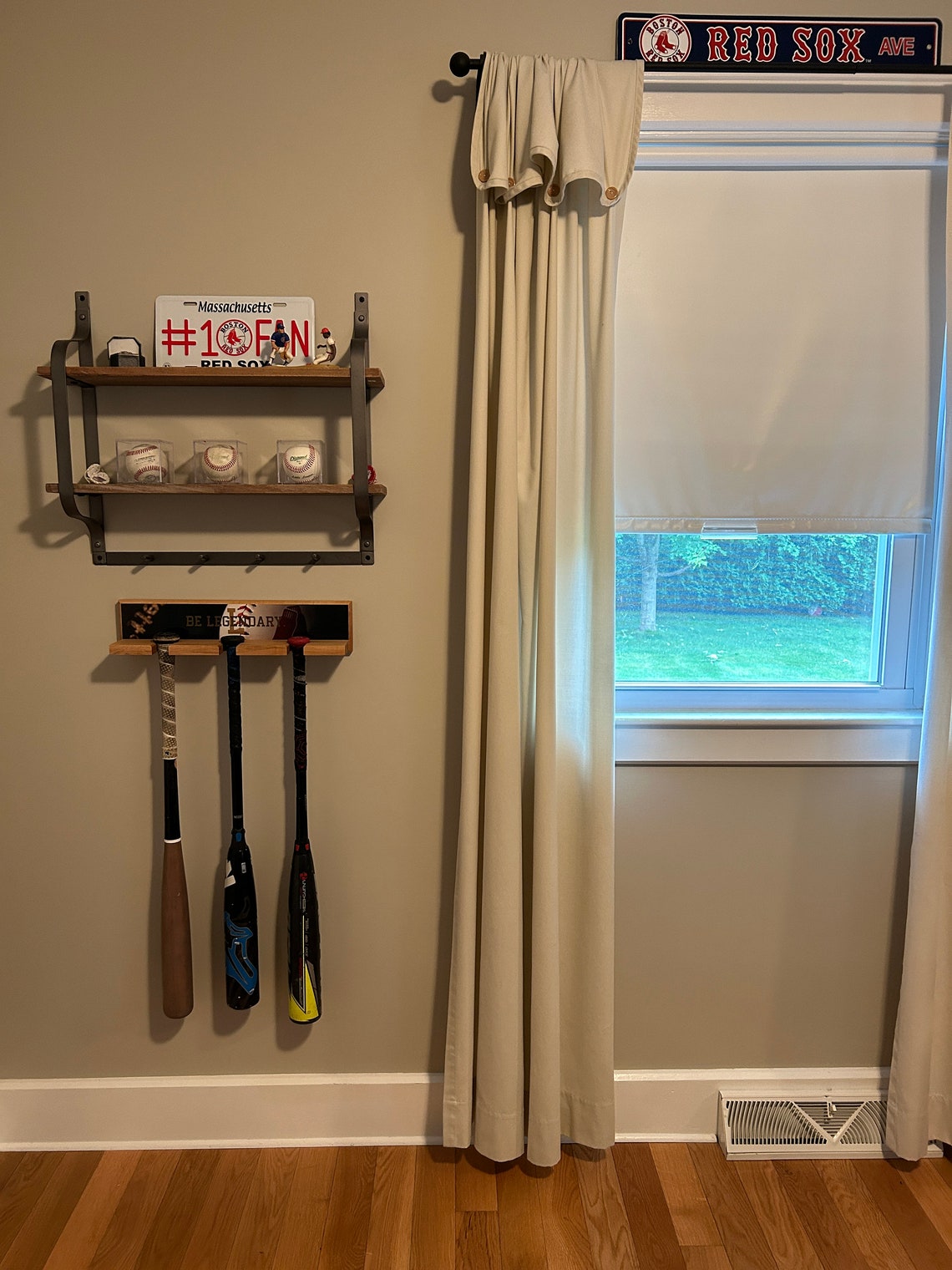 Solid Maple Baseball Bat Rack: Wall Mounted Sports Display - Etsy