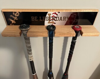 Solid Maple Baseball Bat Rack: Wall Mounted Sports Display