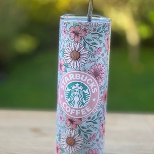 Starbucks Flower Personalised Stainless Steel Tumbler with Lid and Straw - Swift Dispatch & Complimentary Gift!