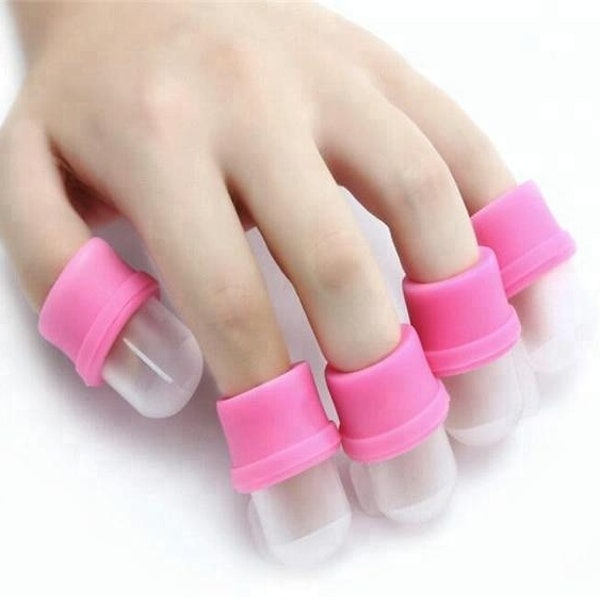 10PCS REUSABLE Soft Rubber Nail Soak Off Cap Cleaner Nail Soakers UV Nail Gel Remover UV Gel Polish Remover Wrap