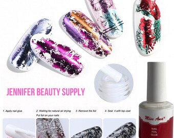 Nail Foil Glue Gel/ Transfer paper Foil Nail Art Liquid Thick Glue/ Metallic foil adhesive Marble Transferring Paper Gel for nails