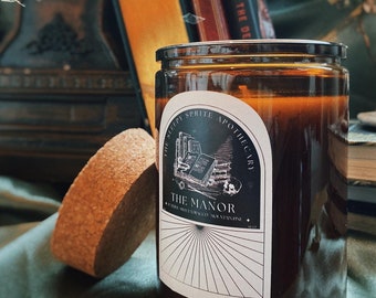 The Manor | Leather and Tobacco Scented Pure Soy Candle | Haunted House | Ghostly | Dark Academia | Luxury | 10 oz