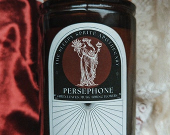 Persephone | Goddess | Bookish | Spring flowers | Green leaves | Musk | Luxury Candle| 10 oz