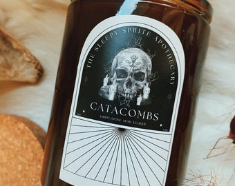 Catacombs | Egyptian Amber Scented Soy Candle | Leather | Amber | Ozone | Luxury | 10 oz