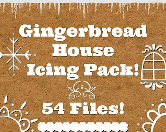 Digital Gingerbread House Icing Pack - 54 Transparent PNGs!