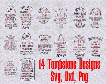 Haunted Mansion Inspired 14 Tombstone Bundle SVG, DXF, PNG