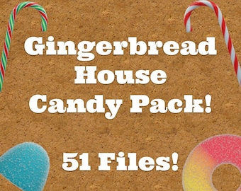 Digital Gingerbread House Candy Pack - Transparent PNGs and Animated MP4s