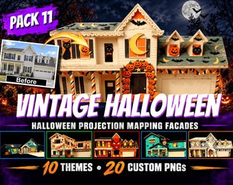 Fachadas com projeção mapeada para o Halloween - Pacote 11 - Halloween Vintage