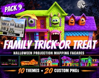 Fachadas com projeção mapeada para o Halloween - Pacote 9 - Espetáculo de Doces ou Travessuras