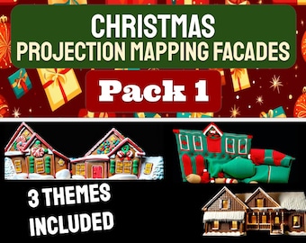 Christmas Projection Mapping Facade Pack! - PACK 1 - Three Themes Created to Fit Your House!