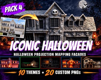 Fachadas com projeção mapeada para o Halloween - Pacote 4 - Vitrine icônica de Halloween