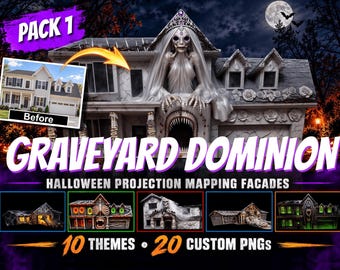 Fachadas com projeção mapeada para o Halloween - Pacote 1 - Domínio do Cemitério