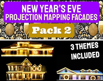 New Year's Eve Projection Mapping Facade Pack – 3 Themes (Digital Images)
