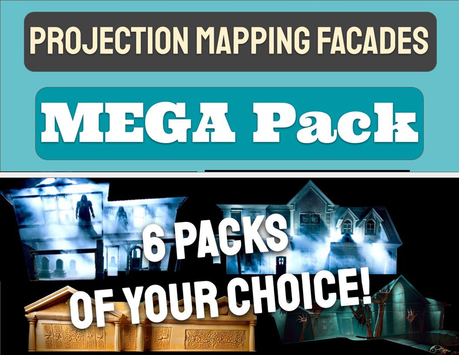 Projection Mapping Facade MEGA Pack – Six Theme Choices (digital PNG ...