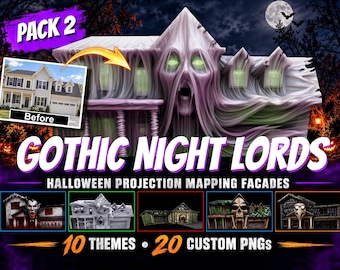 Fachadas com projeção mapeada para o Halloween - Pacote 2 - Senhores da Noite Góticos