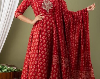 cotton anarkali pattern