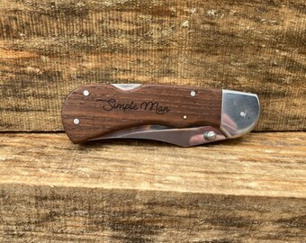 Folding Knife with custom wood handle personalized