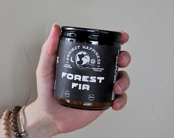 Forest Fir Soy Wax Candle, 8oz, Gift for her, scented candle, green candle, home fragrance, botanical candle, rustic candle, forest candle