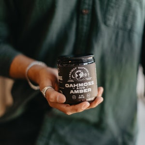 Oakmoss and Amber - 8 oz Soy Candle, Musky/Masculine Scent, Eco-friendly, Hand-poured w/ Love