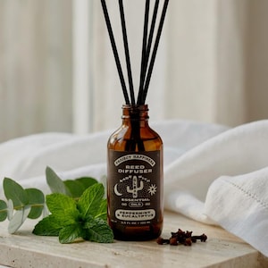 Peppermint and Eucalyptus Reed Diffuser, Refreshing Home Aroma, 3.5oz Essential Oil Fragrance