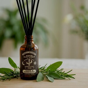 Sage and Rosemary Reed Diffuser, Herbal Aroma Essential Oils, 3.5oz Home Fragrance