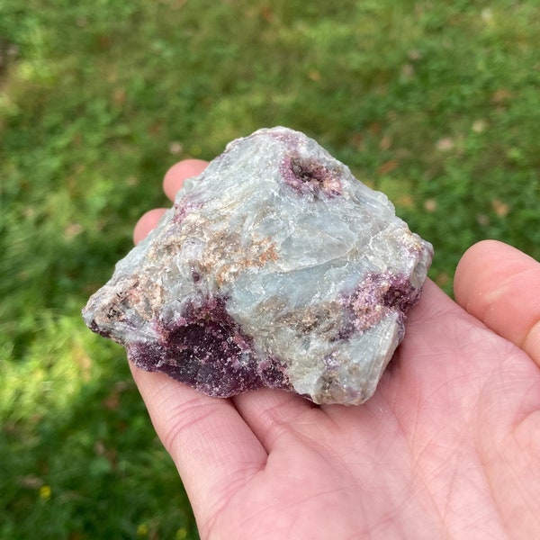 Lepidolite & Blue Albite, Rough Specimen, Raw Stone, Sparkly Purple Crystals