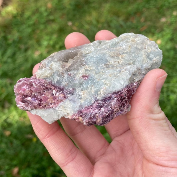 Lepidolite & Blue Albite, Rough Specimen, Raw Stone, Sparkly Purple Crystals