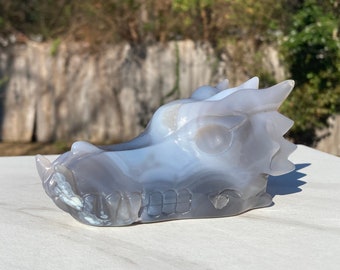 Dragon Head of Blue Agate. Hand Carved. - Etsy display picture 3