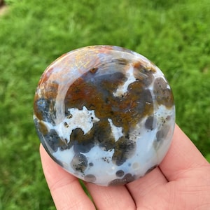 Ocean Jasper Palm Stone, 8th Vein Orbicular, Healing Crystals