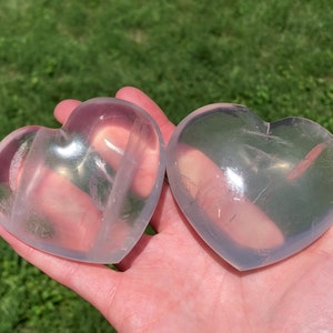 Puffy Girasol Heart, Gemmy Clear Quartz, Large Stone Carving, Healing Crystals, You Choose