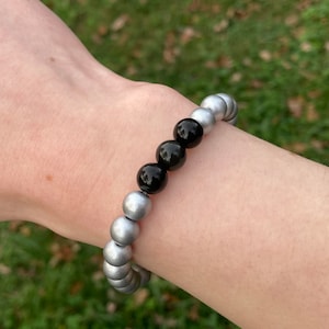 Silver Sheen Obsidian Crystal Bracelet, Handmade Beaded Jewelry, Natural Stone Accessories, Healing Crystals
