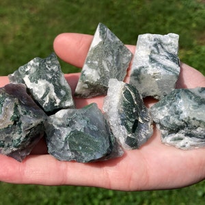 Moss Agate Rough Stone, Raw Green Healing Crystals, You Choose