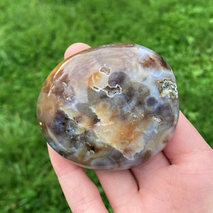 Druzy Ocean Jasper Palm Stone, 8th Vein Orbicular, Healing Crystals