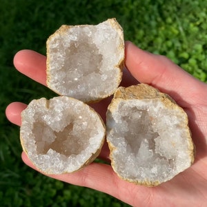 Medium Sugar Quartz Geode Pairs, Clear Quartz Healing Crystals