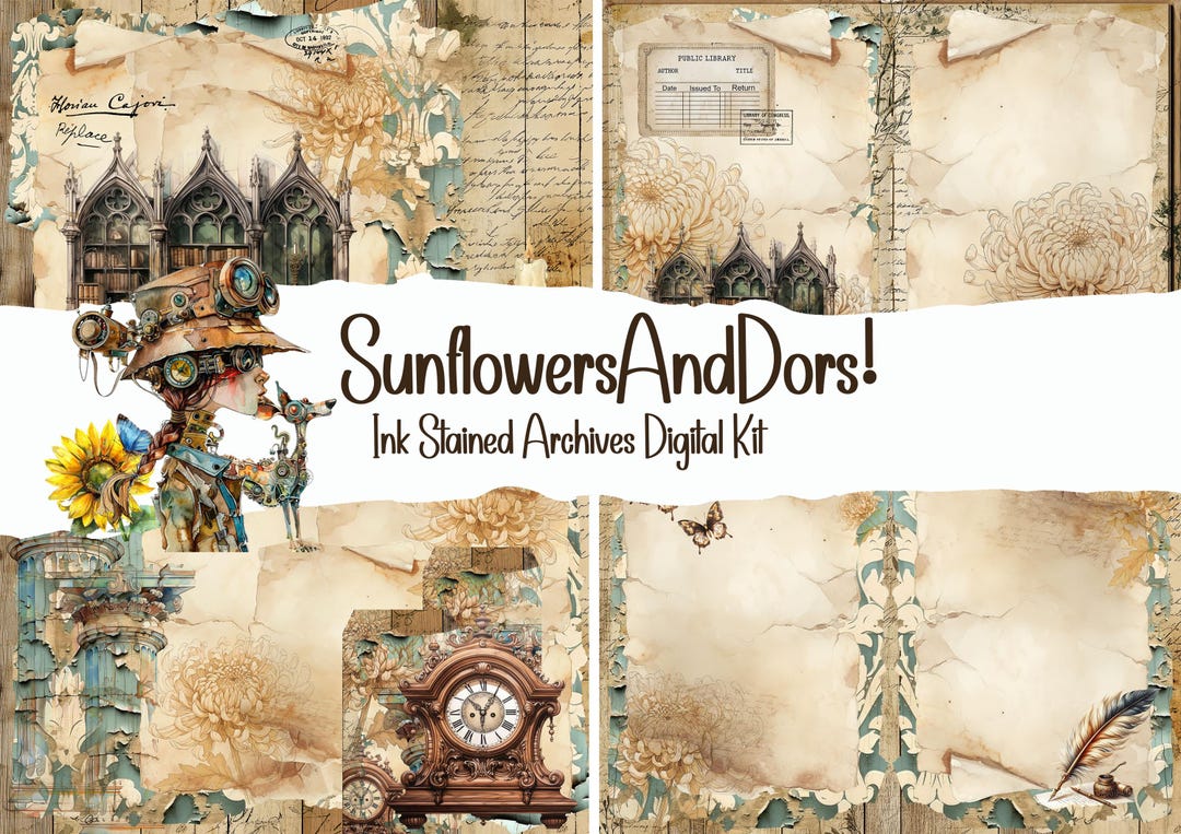 Ink Stained Archives [SAD 1025 02] Collaboration Digital Kit - Etsy UK